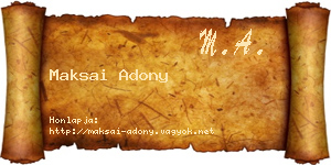 Maksai Adony névjegykártya